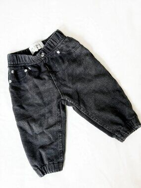 rag & bone Baby Jeans 12M Washed Black Denim Joggers Elastic Waist